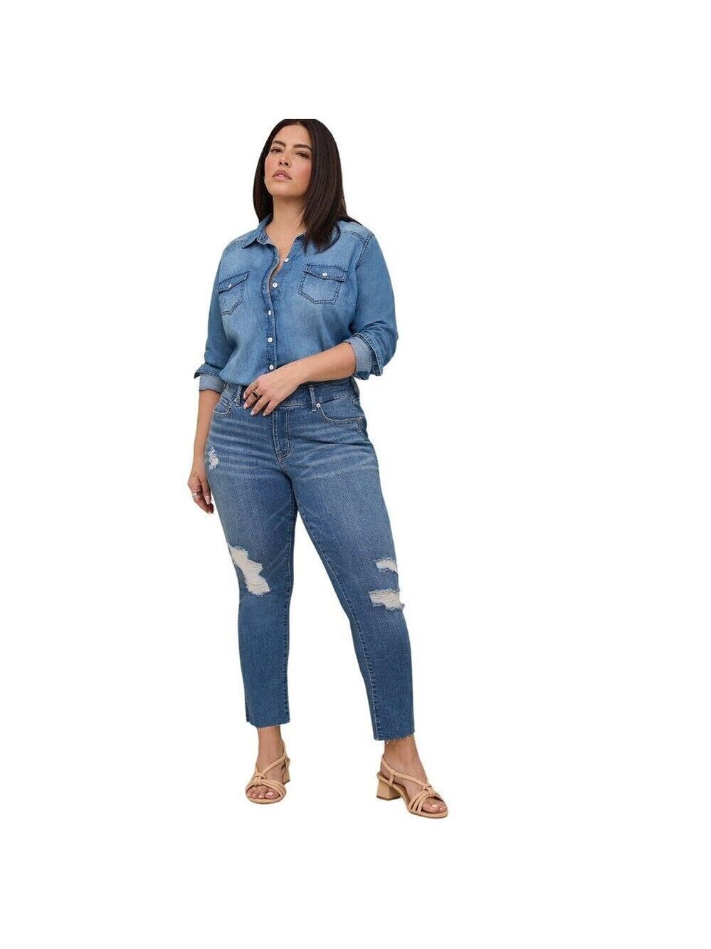 Torrid 40055910 Perfect Boyfriend Ankle Premium Stretch Mid-Rise Jean Size 18T